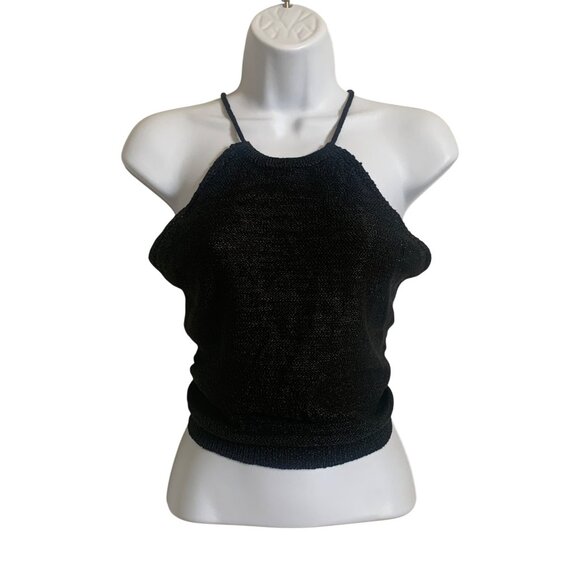Wild Fable Womens Black Halter Neck Knit Crop Top w/ Adjustable Tie Back Small - Picture 8 of 16